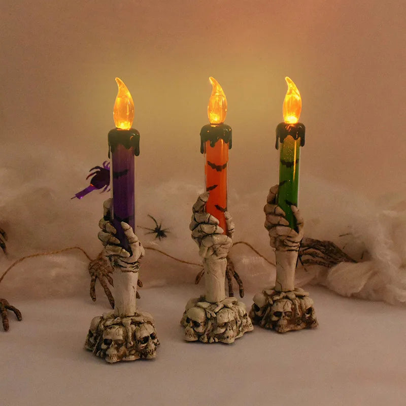 Halloween LED Candles with Skeleton Ghost Hands