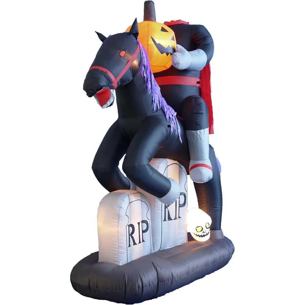 Lighted Headless Horseman with Horse, Tombstones, Skull, and Pumpkin Lights