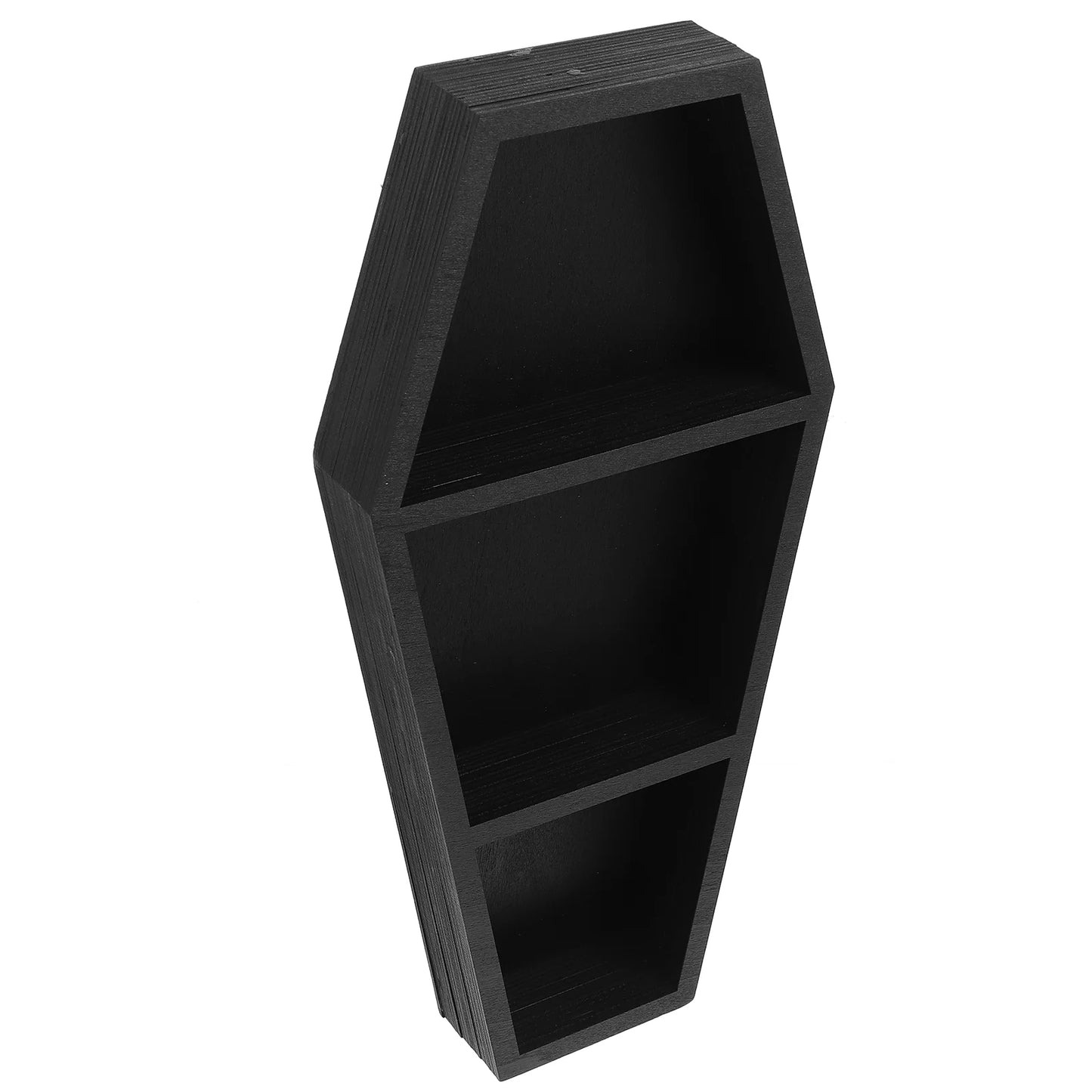 Black Coffin Shelf Wooden Storage Rack