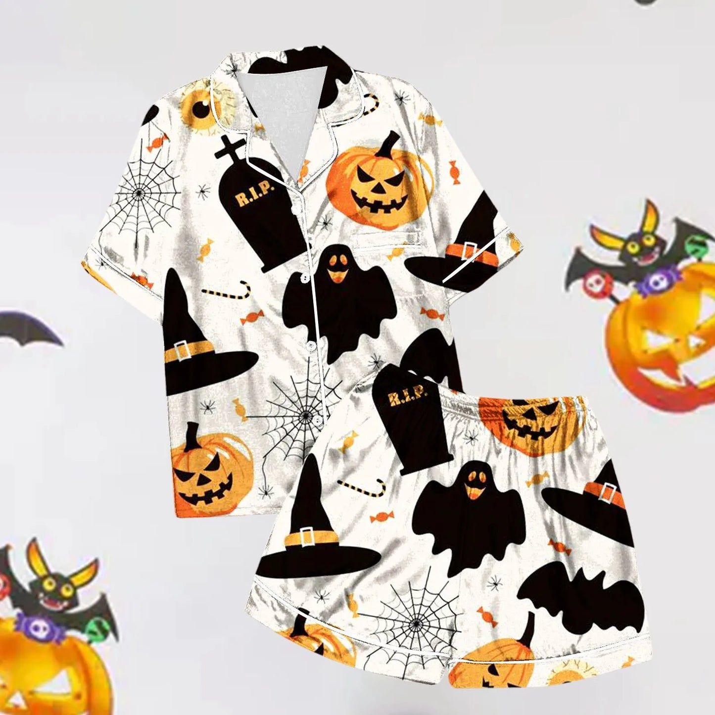 Women's Fashion Halloween Printed Pajama Sets