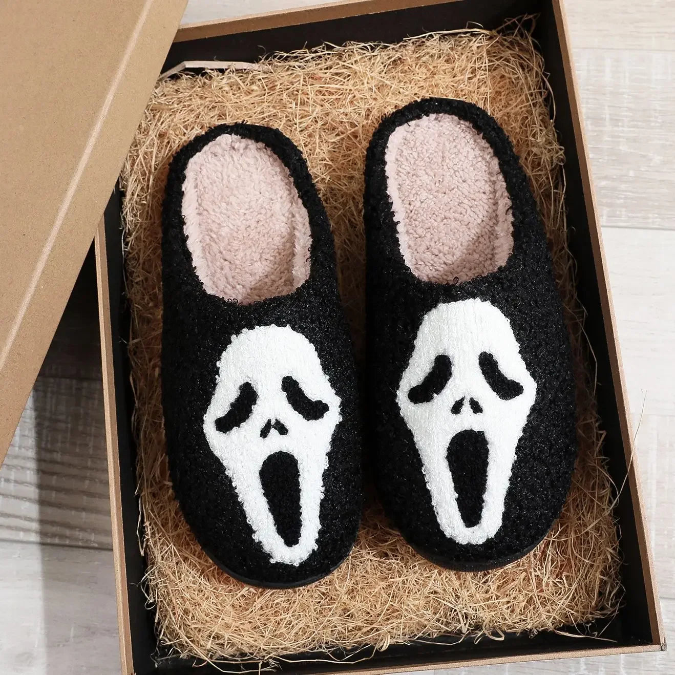 Halloween Skull & Smiley Face Cotton Slippers