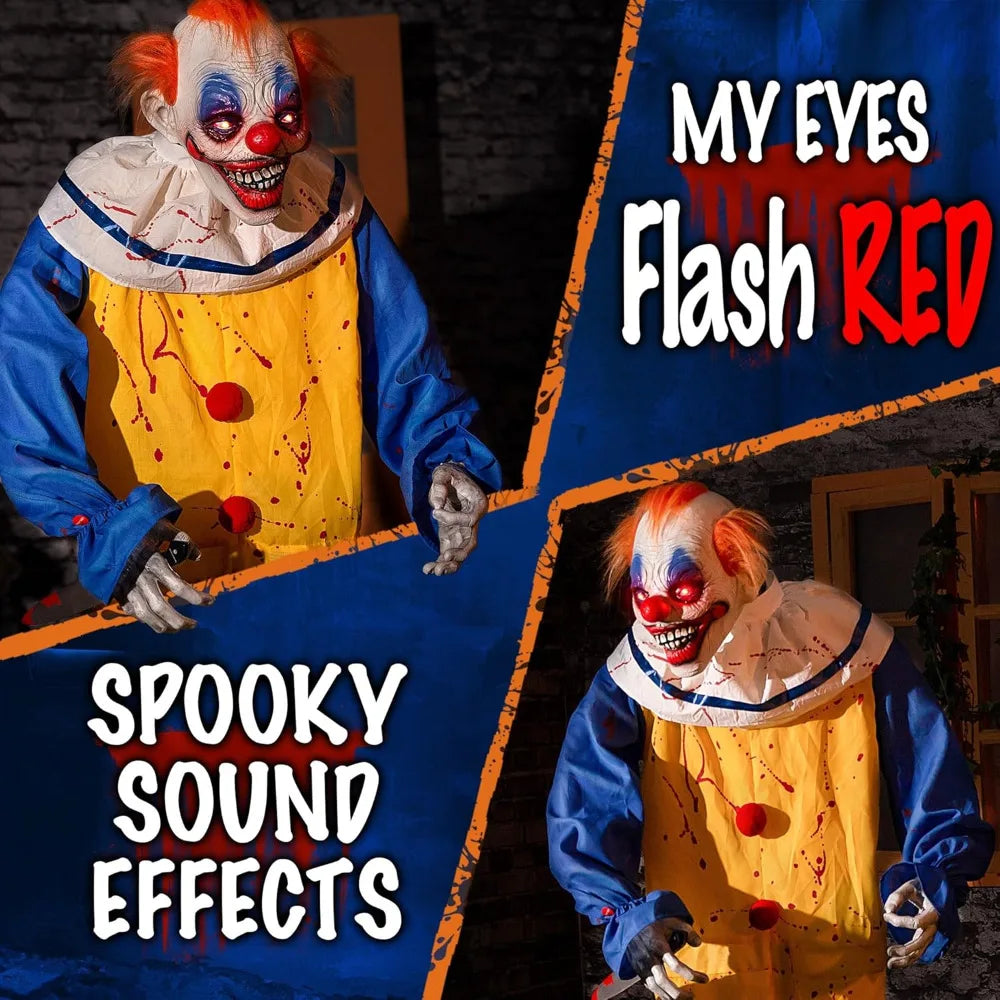 Halloween Standing Clown Animatronic with Sound & Sensor