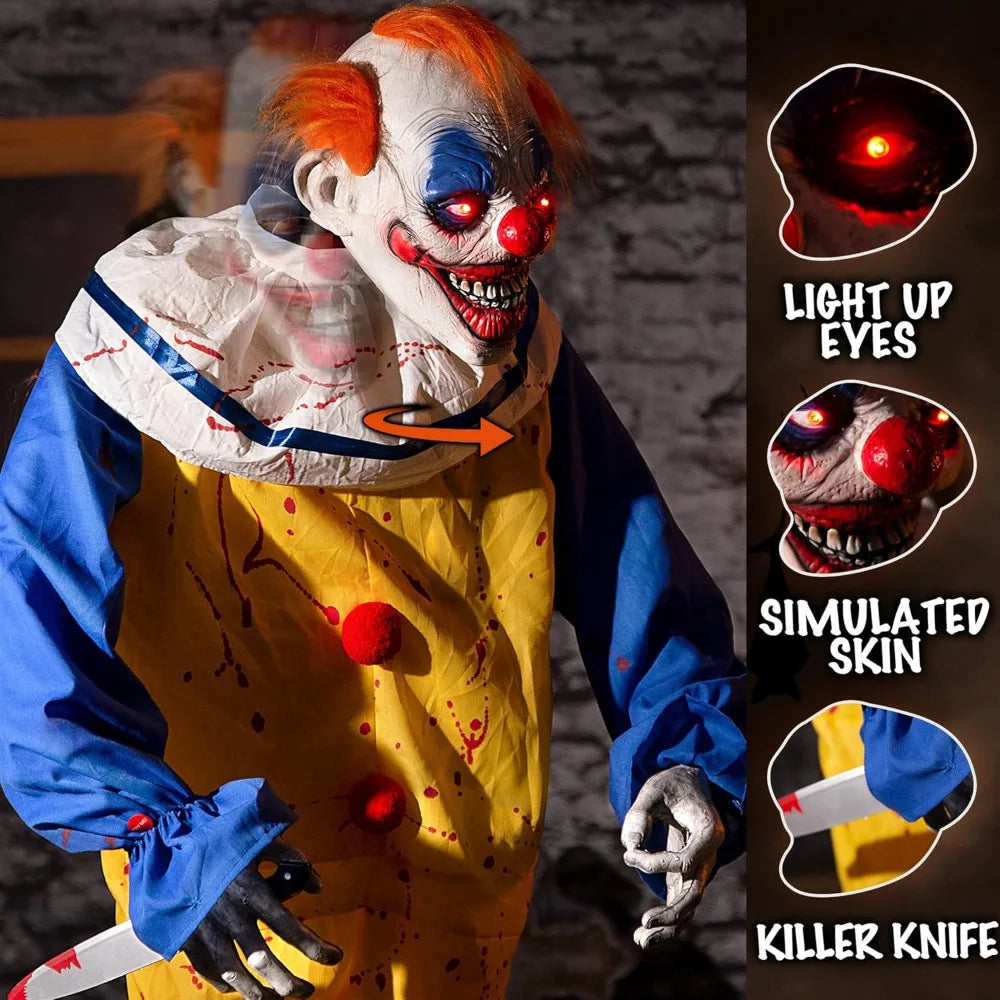 Halloween Standing Clown Animatronic with Sound & Sensor