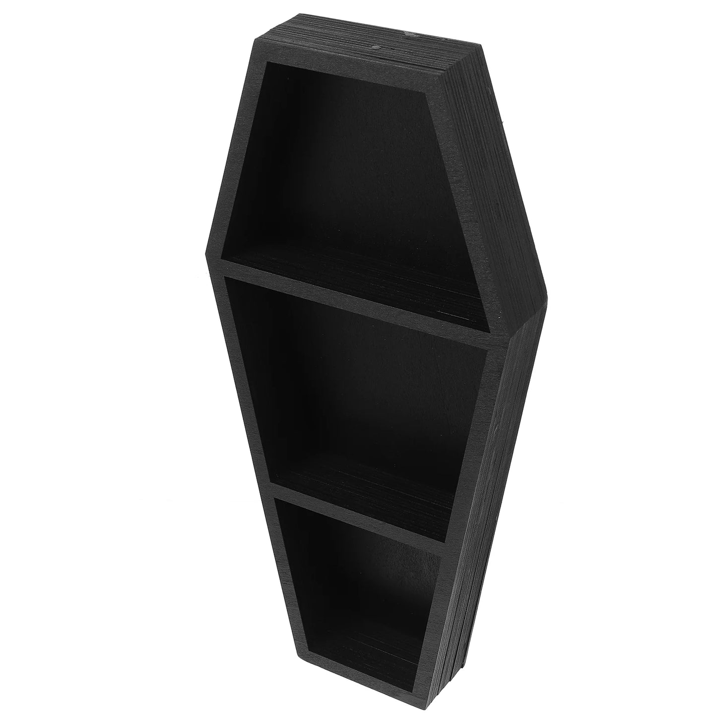 Black Coffin Shelf Wooden Storage Rack