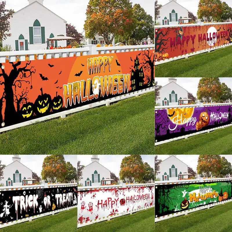 Halloween Pumpkin Banner Fence Decoration