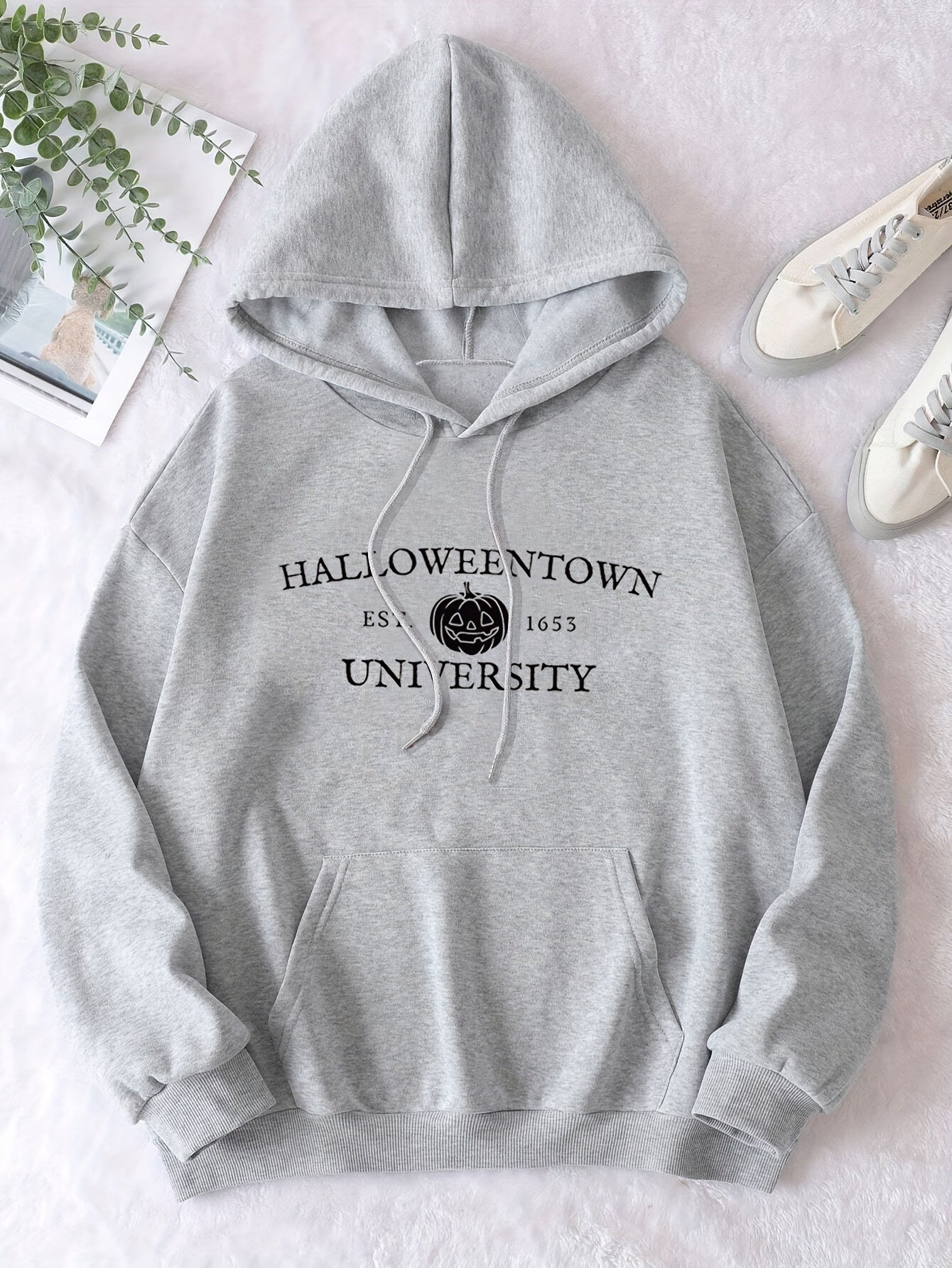 Halloween Pumpkin & Letter Print Hoodie