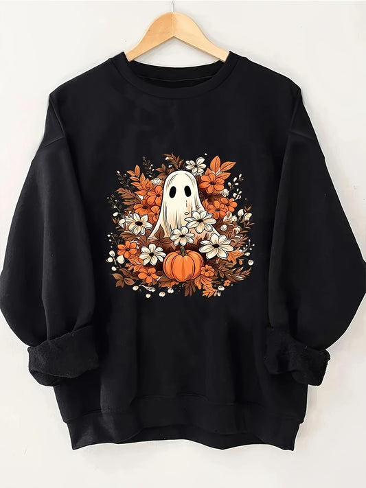 Halloween Print Crew Neck Sweatshirt