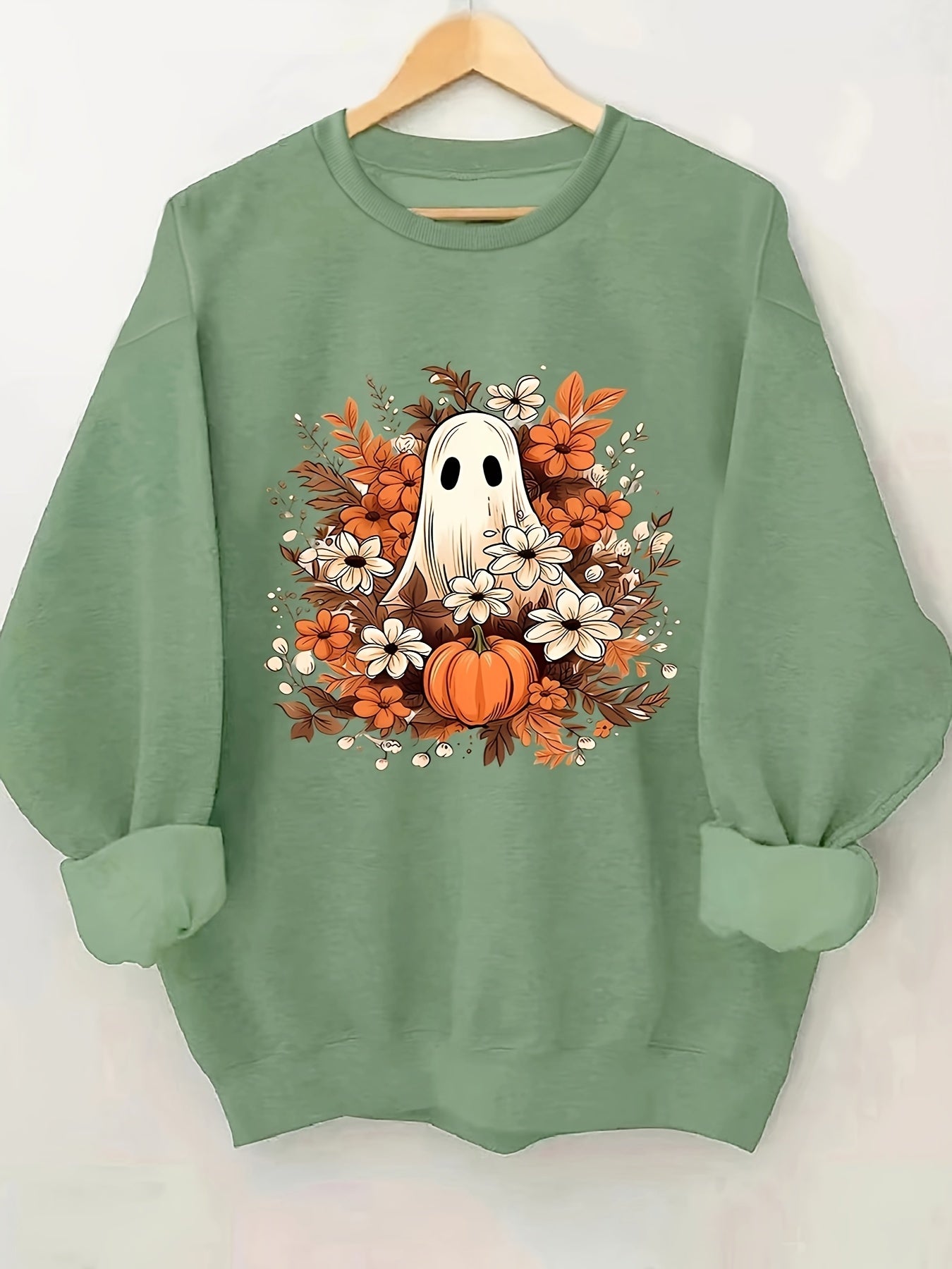 Halloween Print Crew Neck Sweatshirt