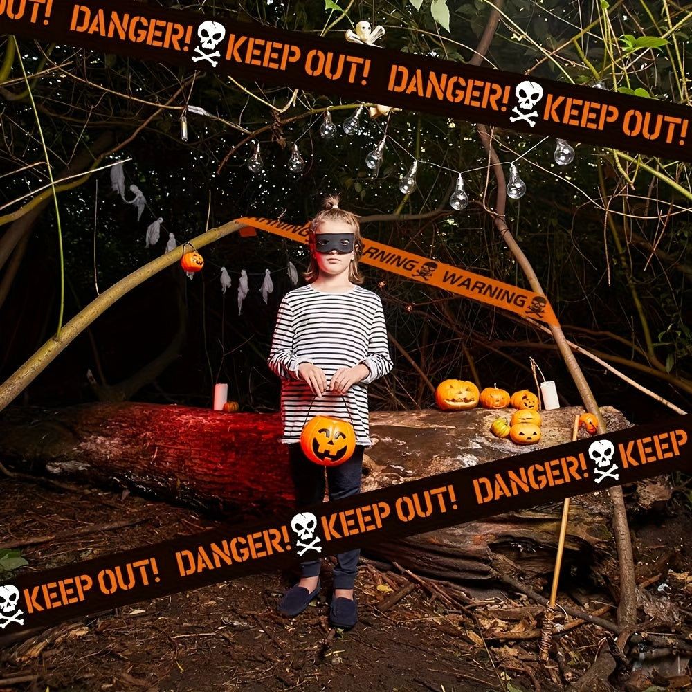 Skull-Themed Halloween Isolation Warning Tape