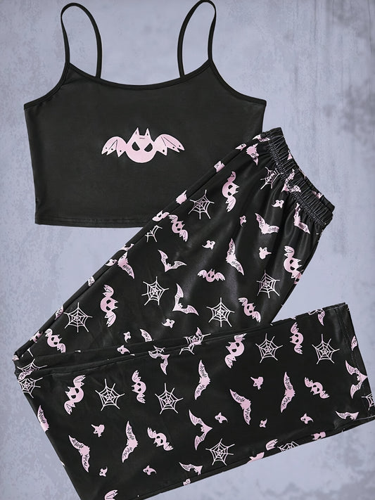 Bat Print Pajama Set for Women