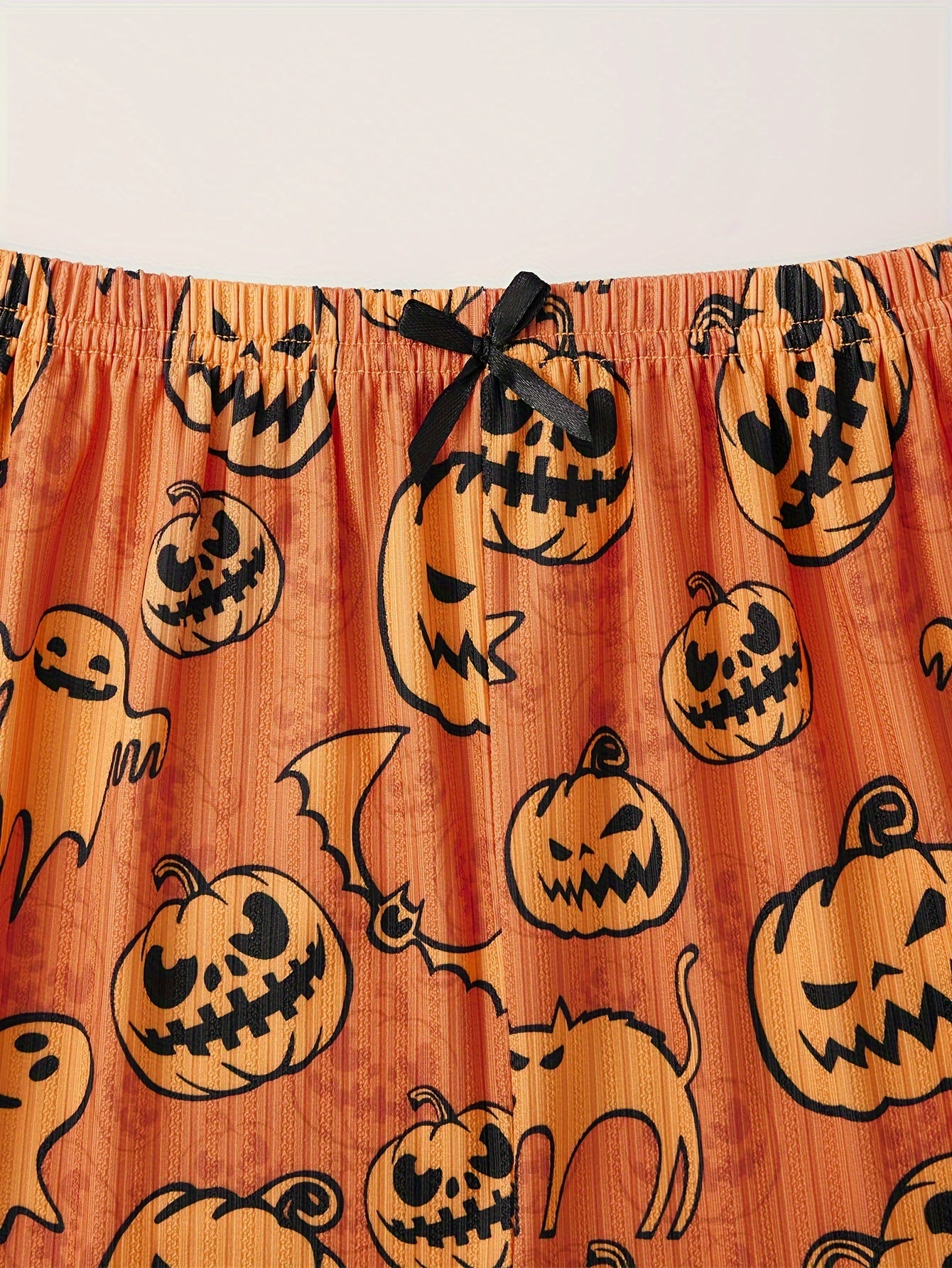 Women's Halloween Pumpkin & Bat Print Lounge Set