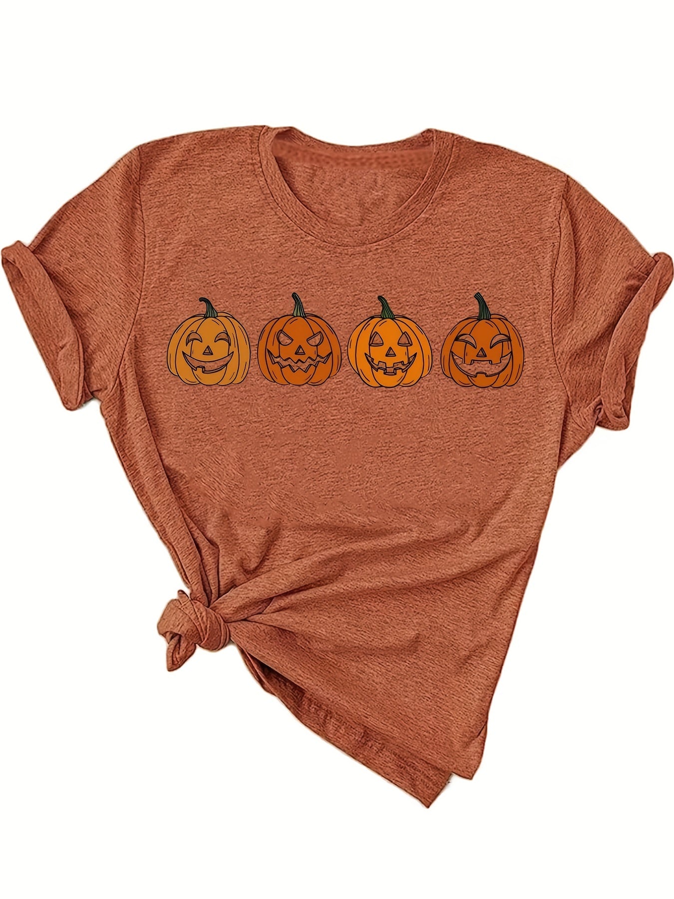 Women's Relaxed-Fit Halloween Pumpkin Print T-Shirt