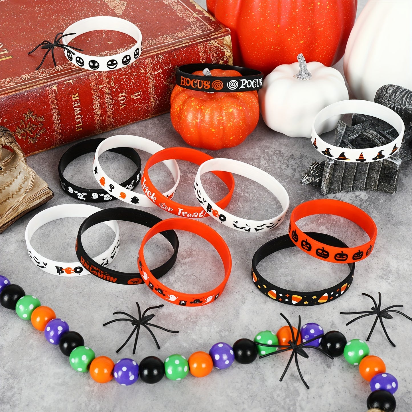 48-Pack Halloween Silicone Wristbands