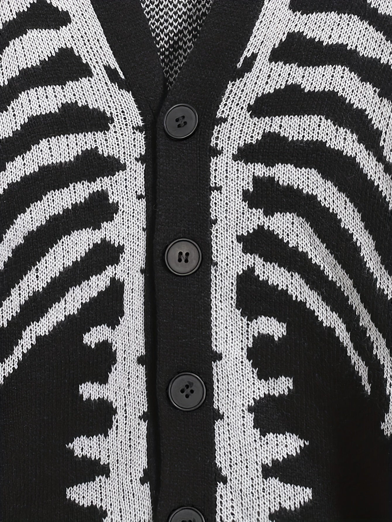 Skeleton Pattern Button Down Knit Cardigan