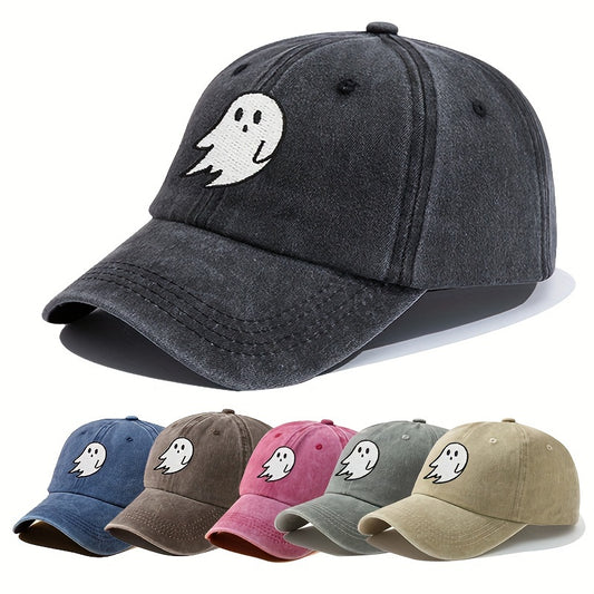 Spooky Ghost Embroidered Baseball Cap